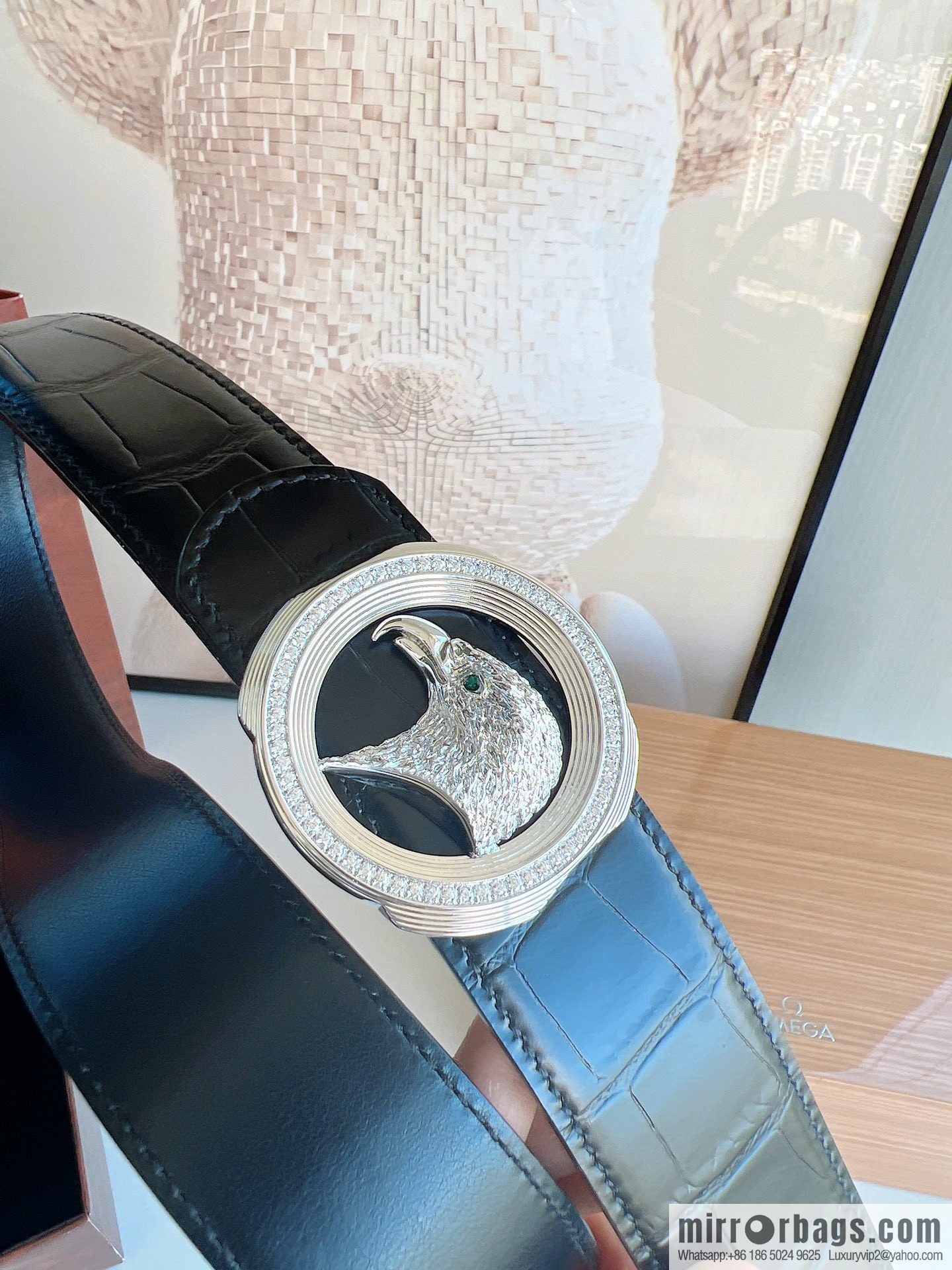 STEFANO RICCI Stephen Raunich's new stainless steel eagle head with diamond metal buckle 3.8cm belt