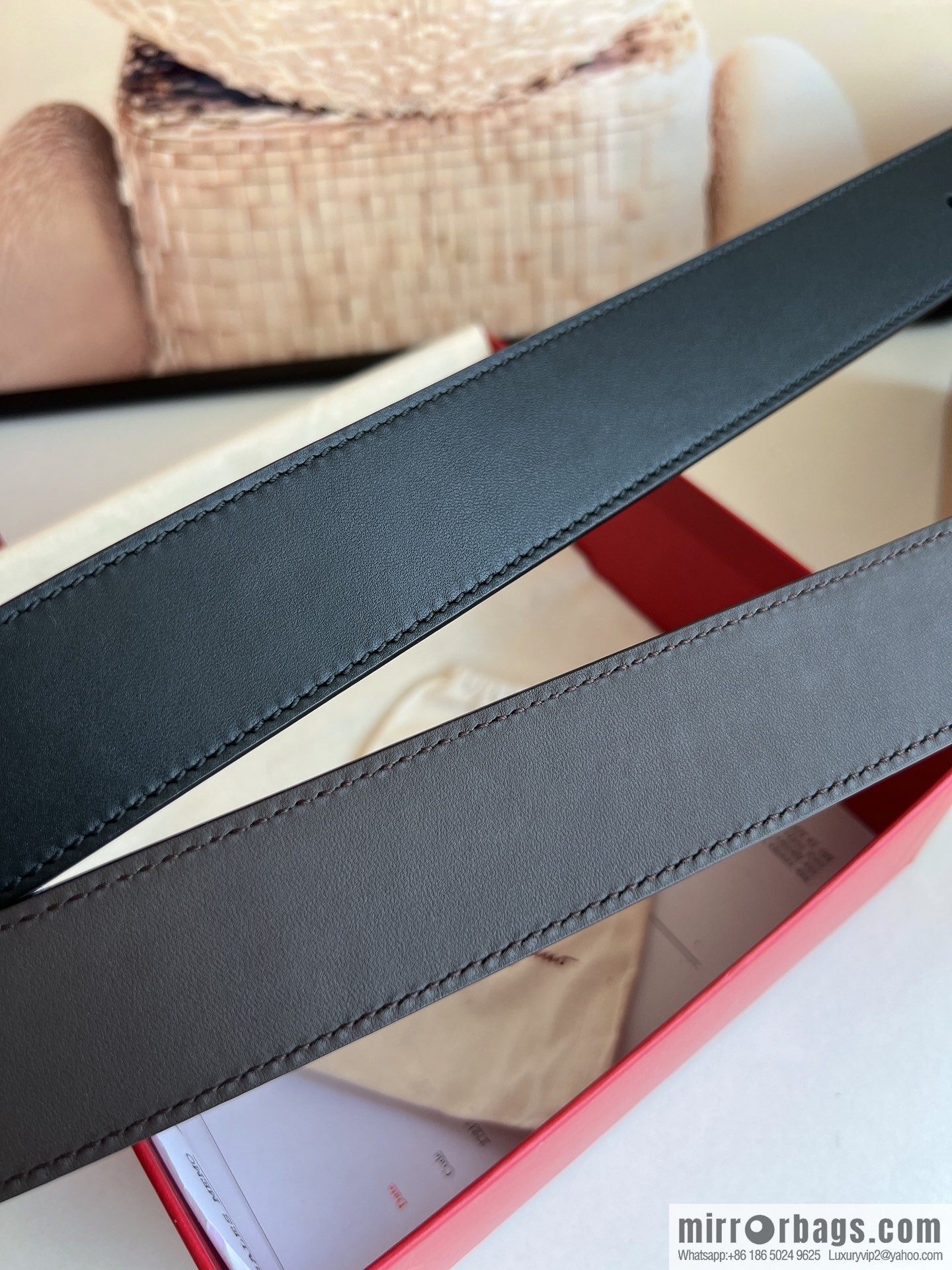 Ferragamo Ferragamo, Exquisite 8-Figure Metal Clip Buckle Men's 3.5cm Belt