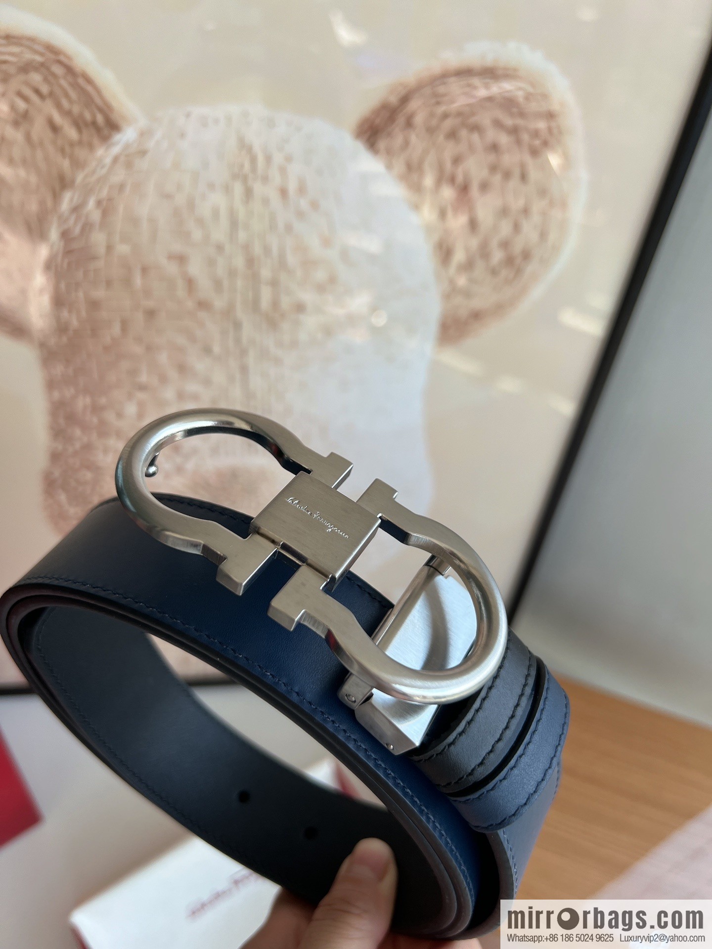 Ferragamo Ferragamo, Exquisite 8-Figure Metal Clip Buckle Men's 3.5cm Belt