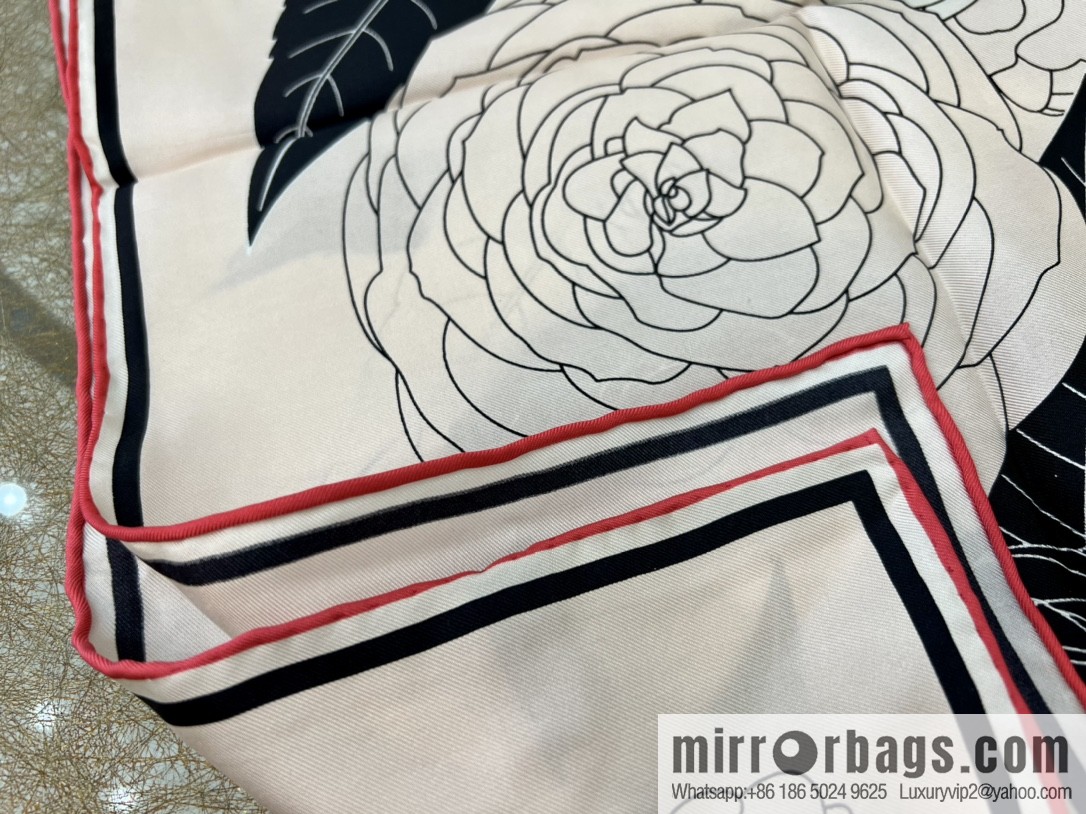 Chanel 100% silk camellia scarf