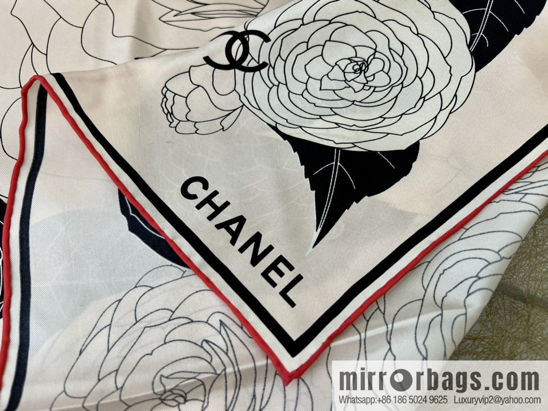 Chanel 100% silk camellia scarf