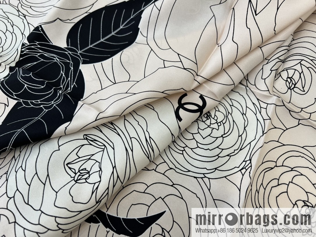 Chanel 100% silk camellia scarf