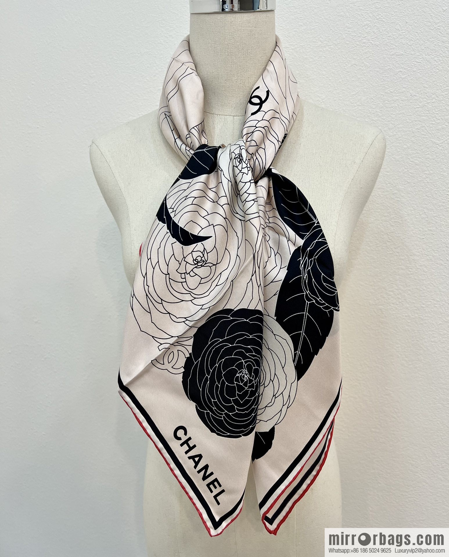Chanel 100% silk camellia scarf