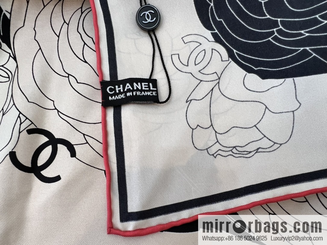 Chanel 100% silk camellia scarf