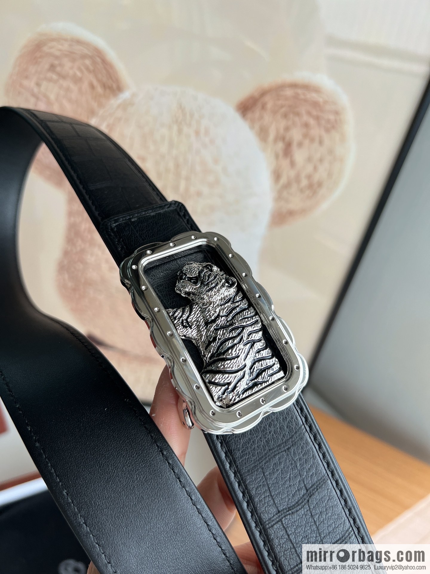 Stefano. Ricci Stephen, stainless steel hand-carved craft tiger head men's 4.0cm belt