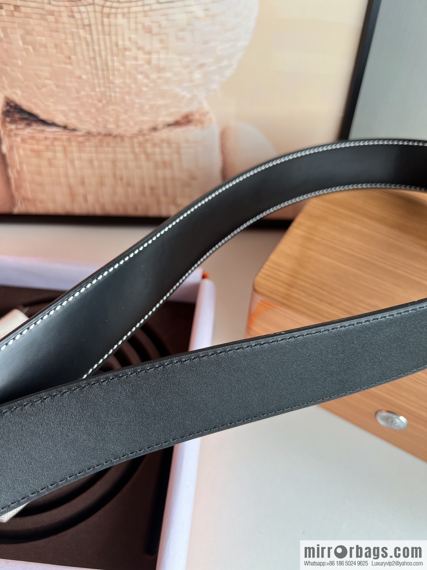 Hermès, hollow metal buckle, double-sided delicate cowhide belt 38mm