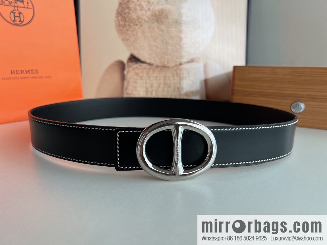 Hermès, hollow metal buckle, double-sided delicate cowhide belt 38mm
