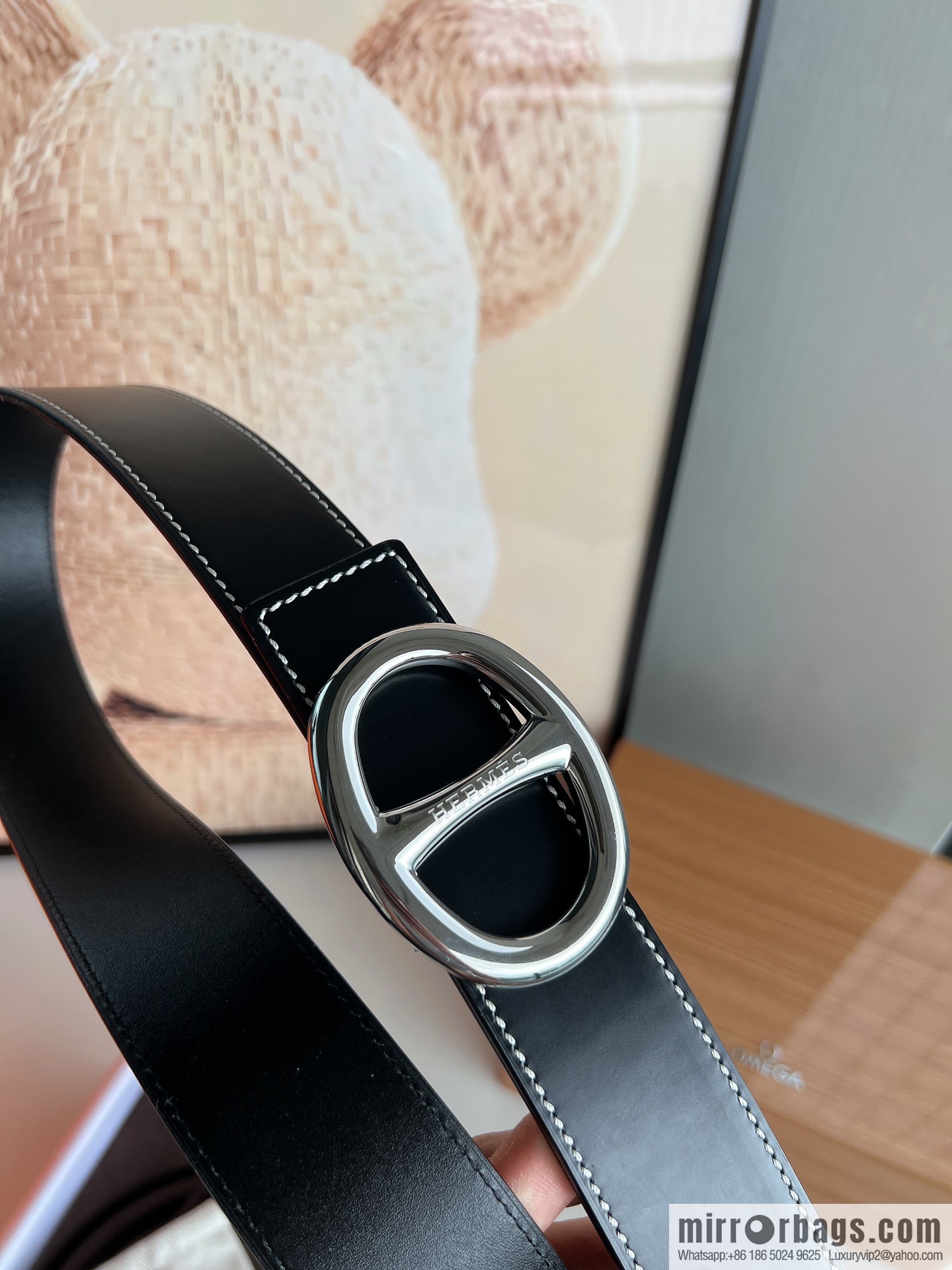 Hermès, hollow metal buckle, double-sided delicate cowhide belt 38mm
