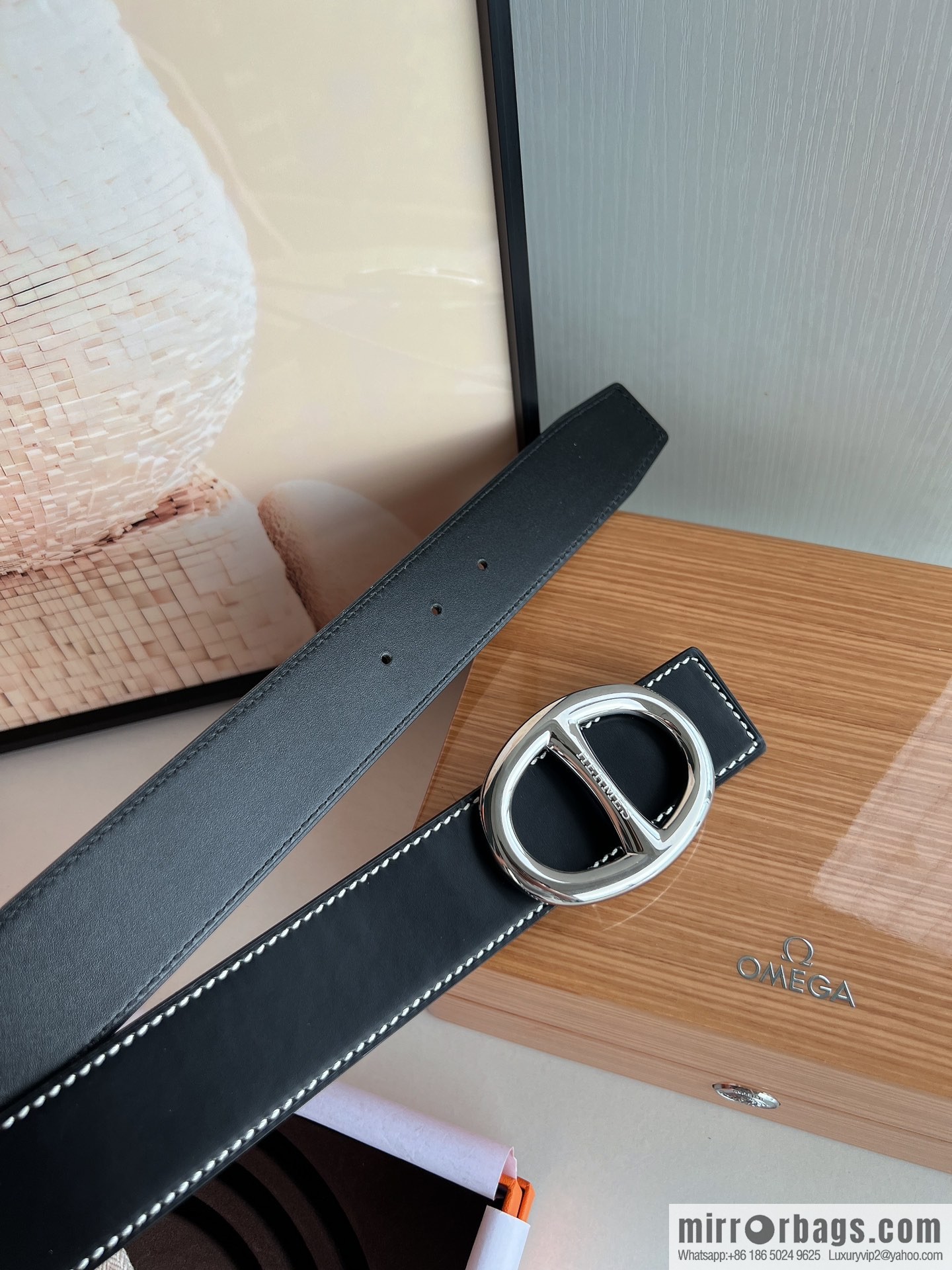 Hermès, hollow metal buckle, double-sided delicate cowhide belt 38mm