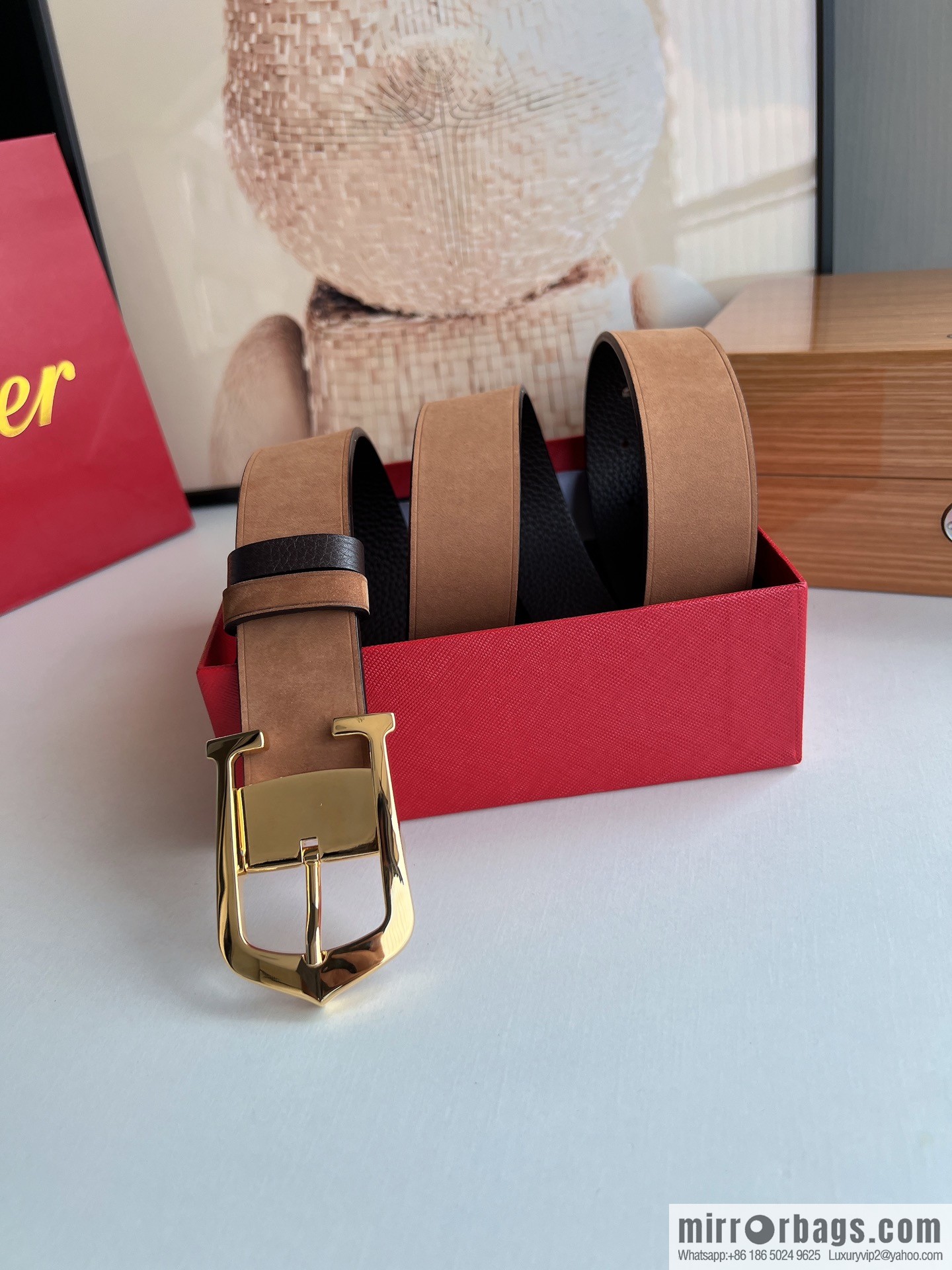 Cartier Cartier 3.5cm exquisite pin buckle with imported first-layer cowhide belt