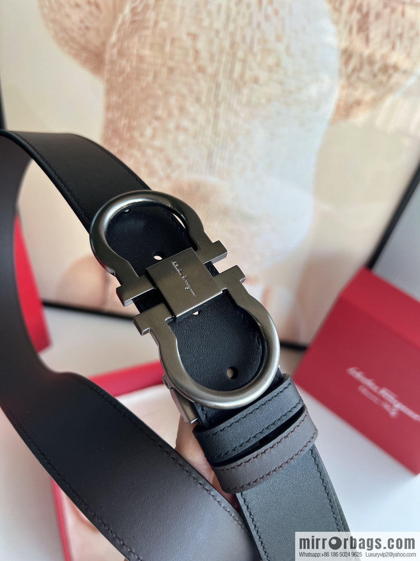 Ferragamo Ferragamo, boutique 8-character counter version metal buckle men's 3.5cm belt