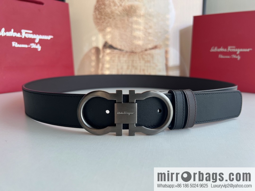 Ferragamo Ferragamo, boutique 8-character counter version metal buckle men's 3.5cm belt