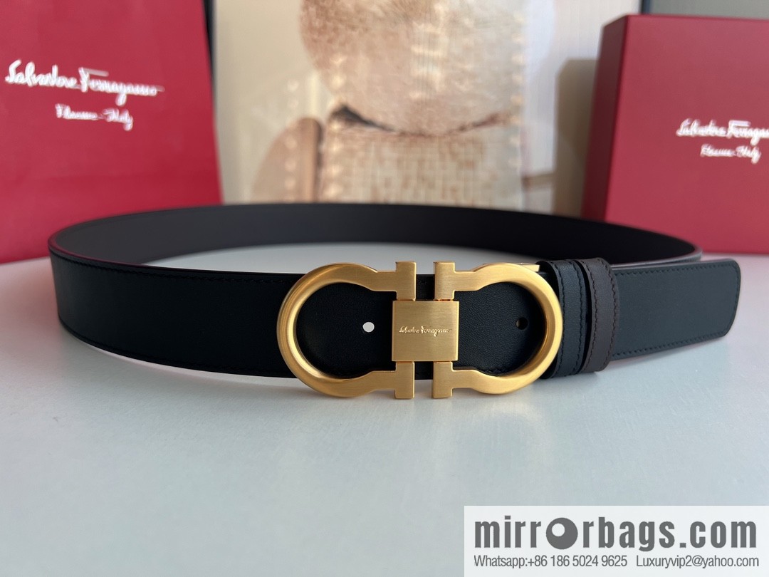 Ferragamo Ferragamo, boutique 8-character counter version metal buckle men's 3.5cm belt