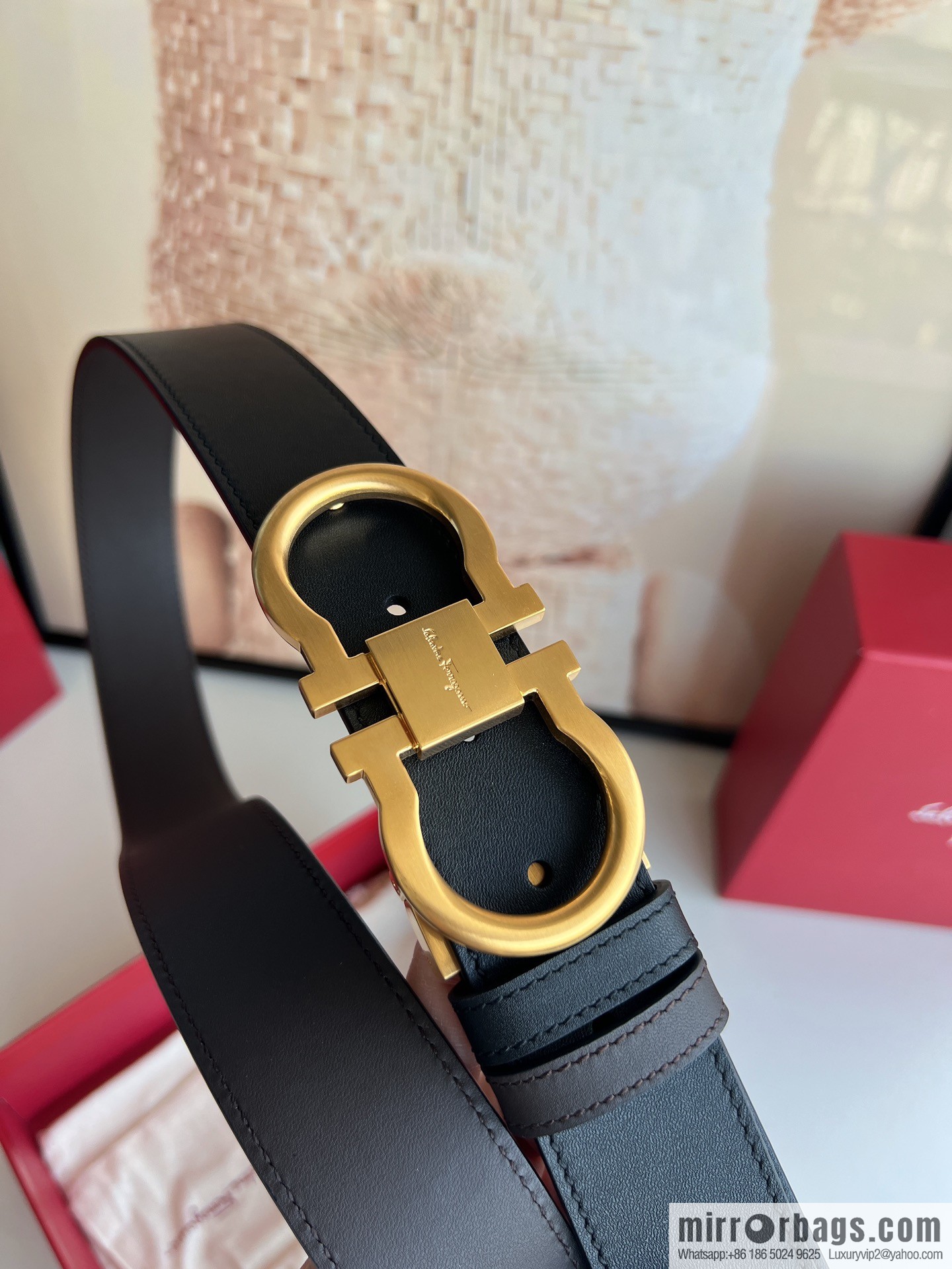 Ferragamo Ferragamo, boutique 8-character counter version metal buckle men's 3.5cm belt