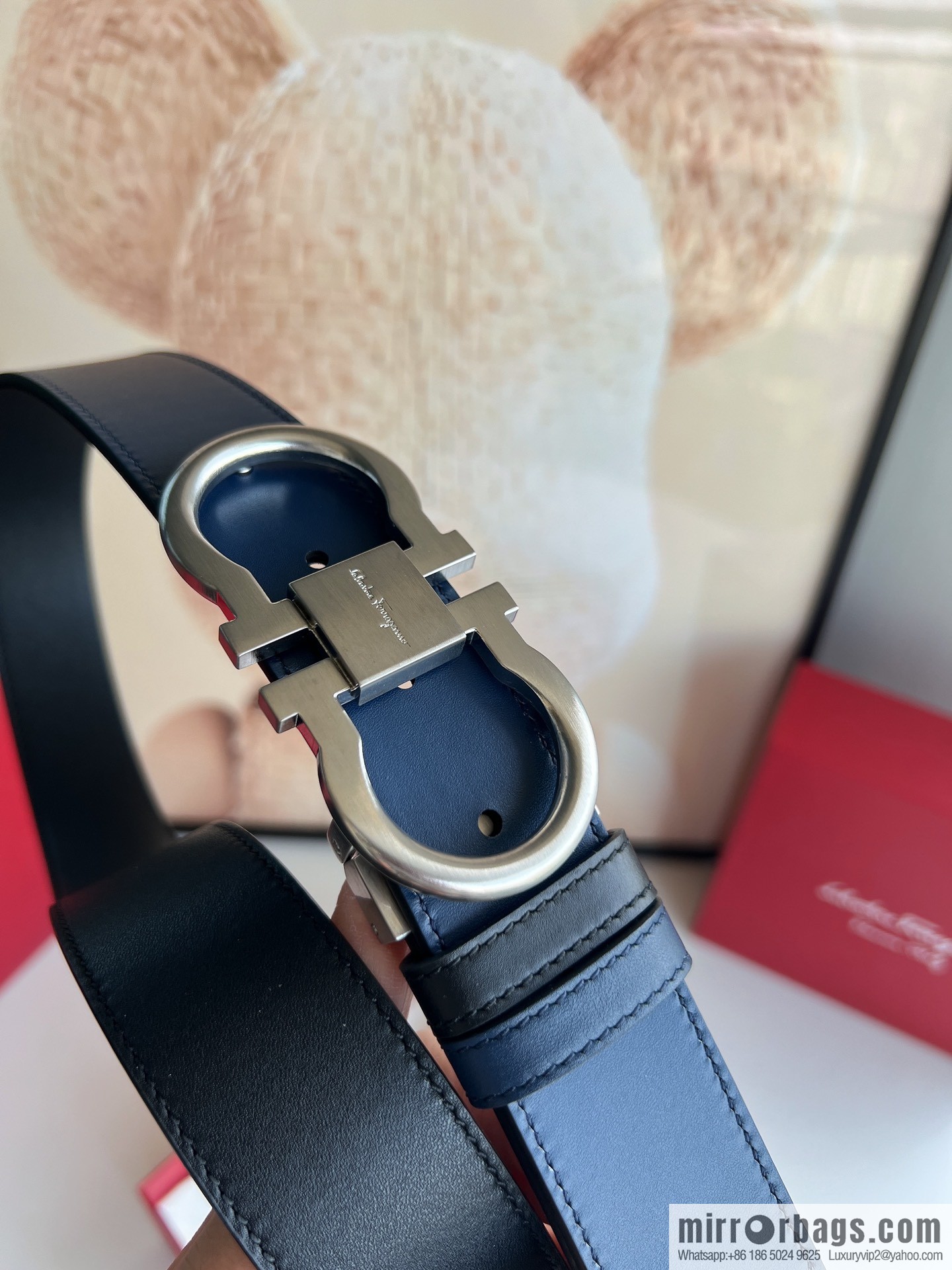 Ferragamo Ferragamo, boutique 8-character counter version metal buckle men's 3.5cm belt