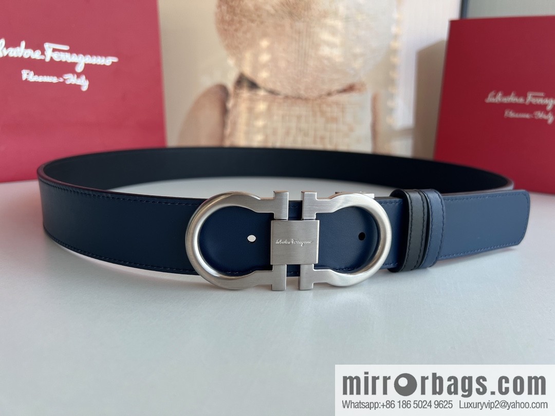 Ferragamo Ferragamo, boutique 8-character counter version metal buckle men's 3.5cm belt