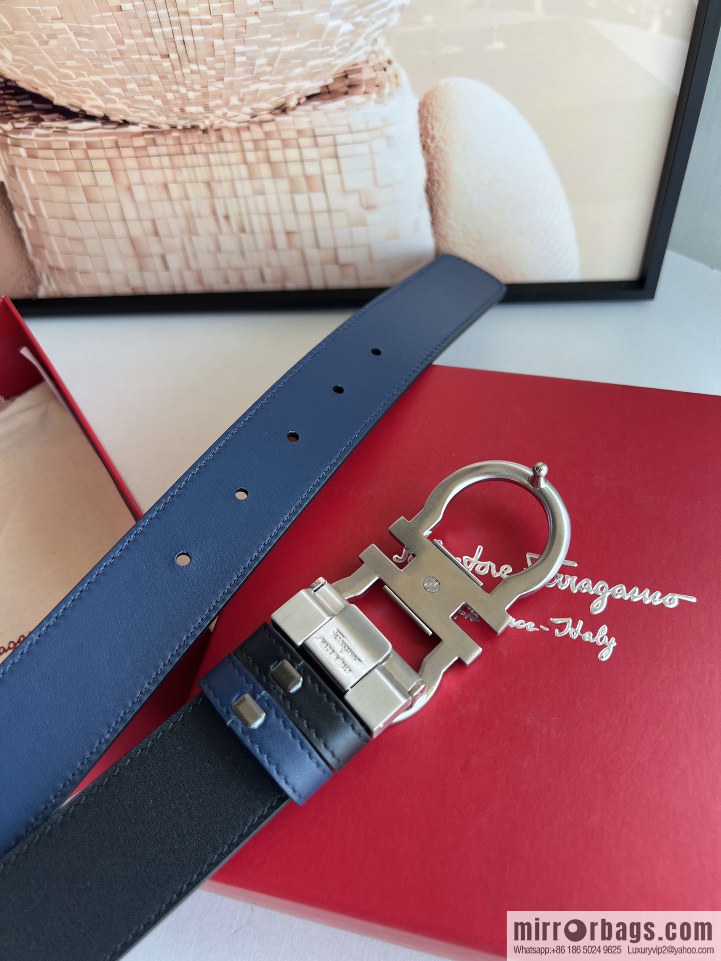 Ferragamo Ferragamo, boutique 8-character counter version metal buckle men's 3.5cm belt