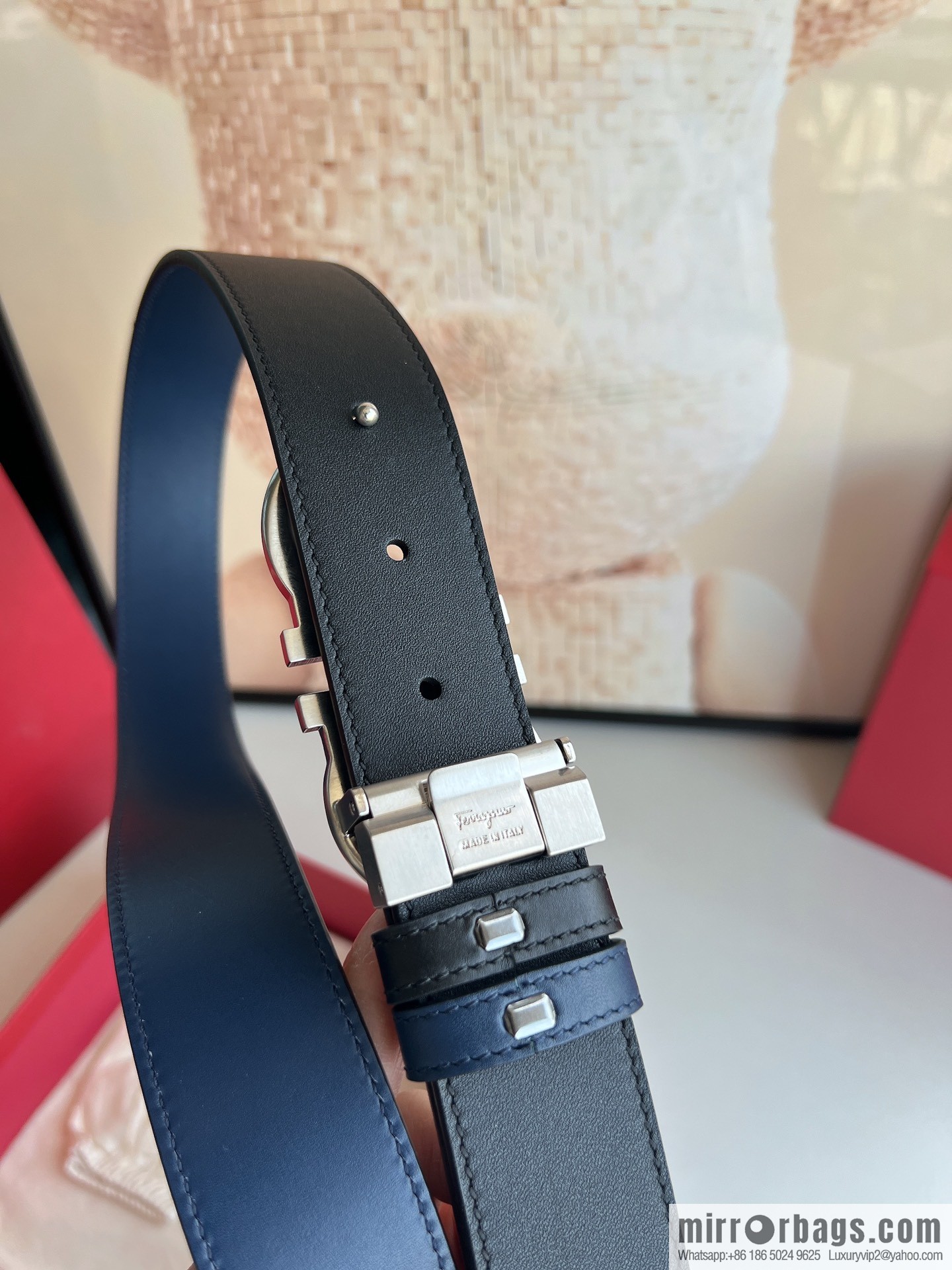 Ferragamo Ferragamo, boutique 8-character counter version metal buckle men's 3.5cm belt