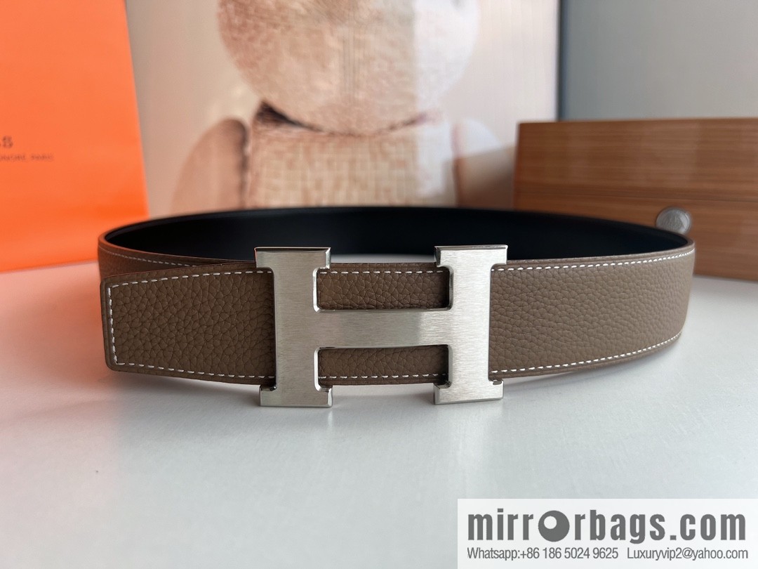 Hermes Togo Leather Double Sided Leather Belt 38mm