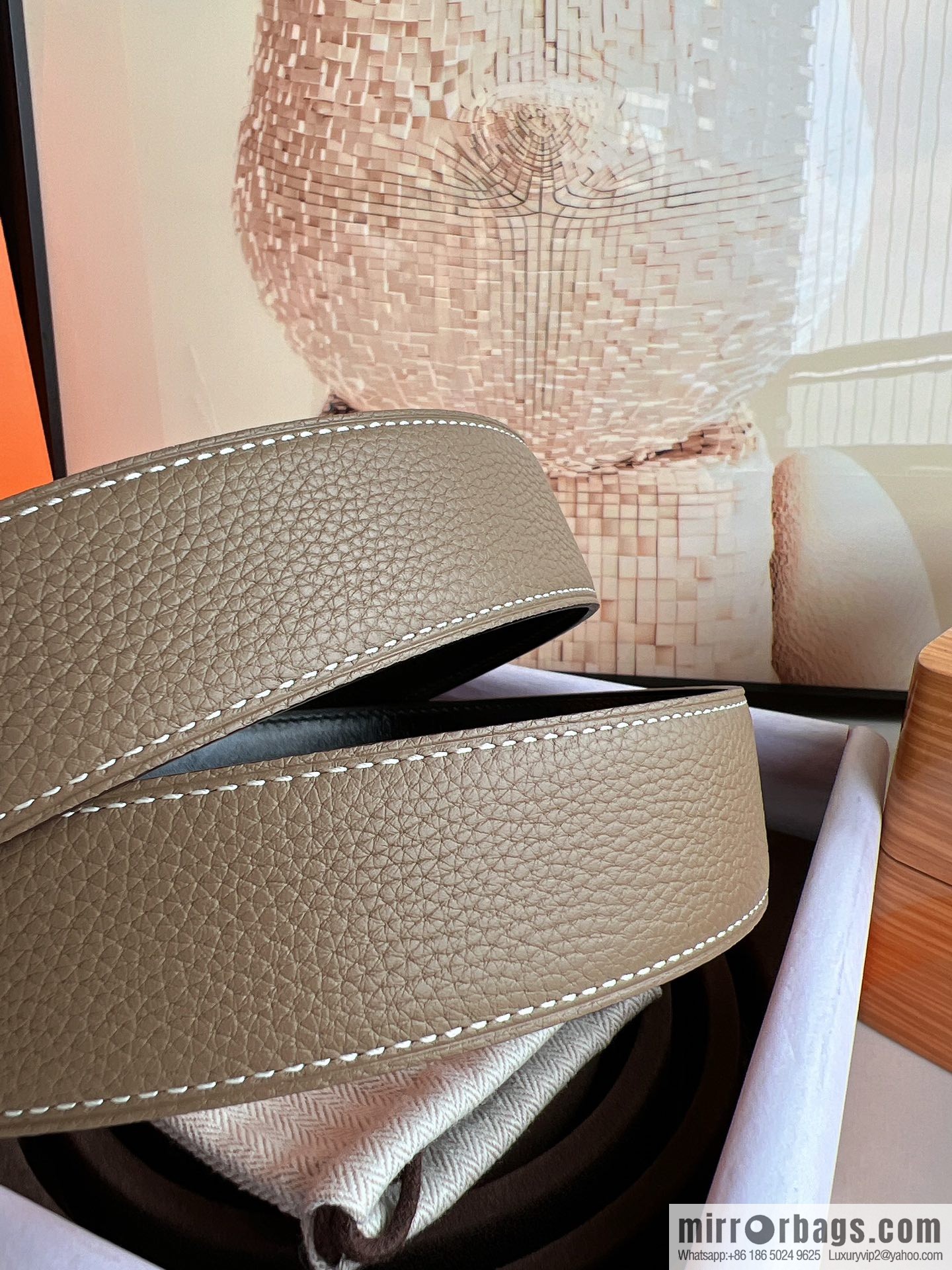 Hermes Togo Leather Double Sided Leather Belt 38mm