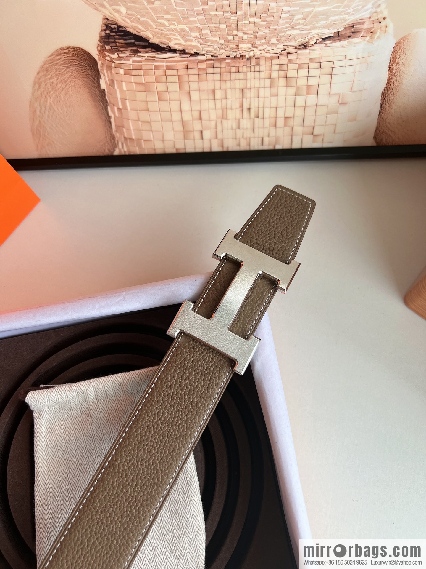 Hermes Togo Leather Double Sided Leather Belt 38mm