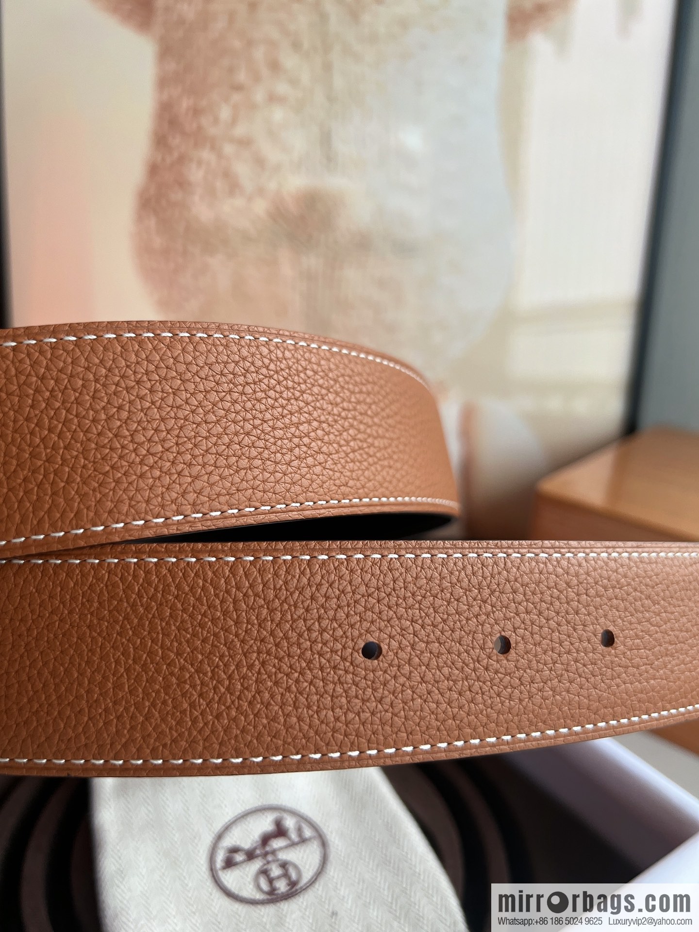 Hermes Togo Leather Double Sided Leather Belt 38mm