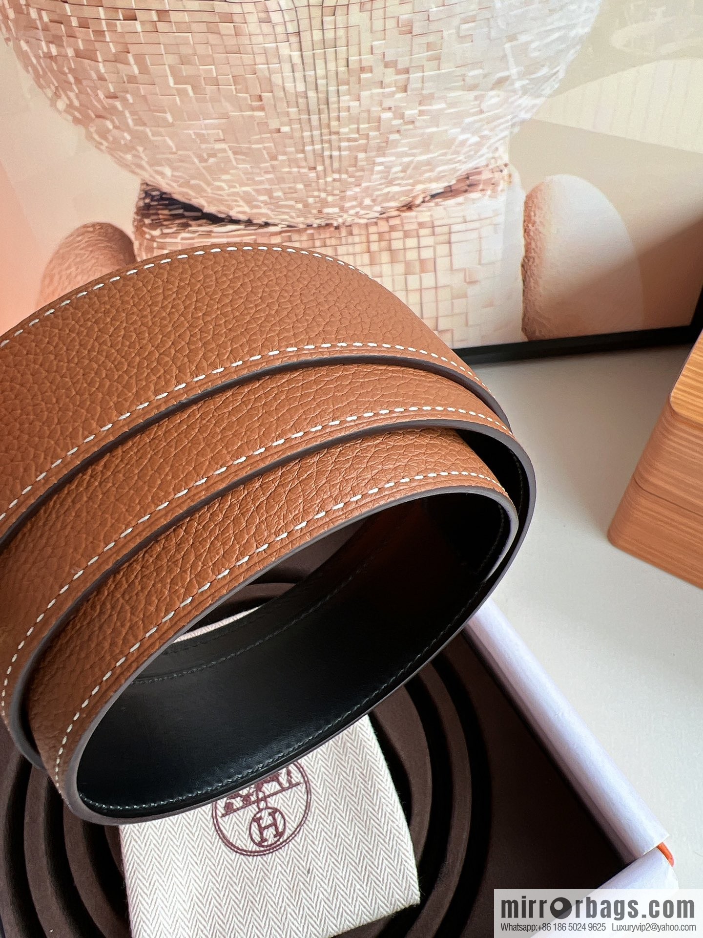 Hermes Togo Leather Double Sided Leather Belt 38mm