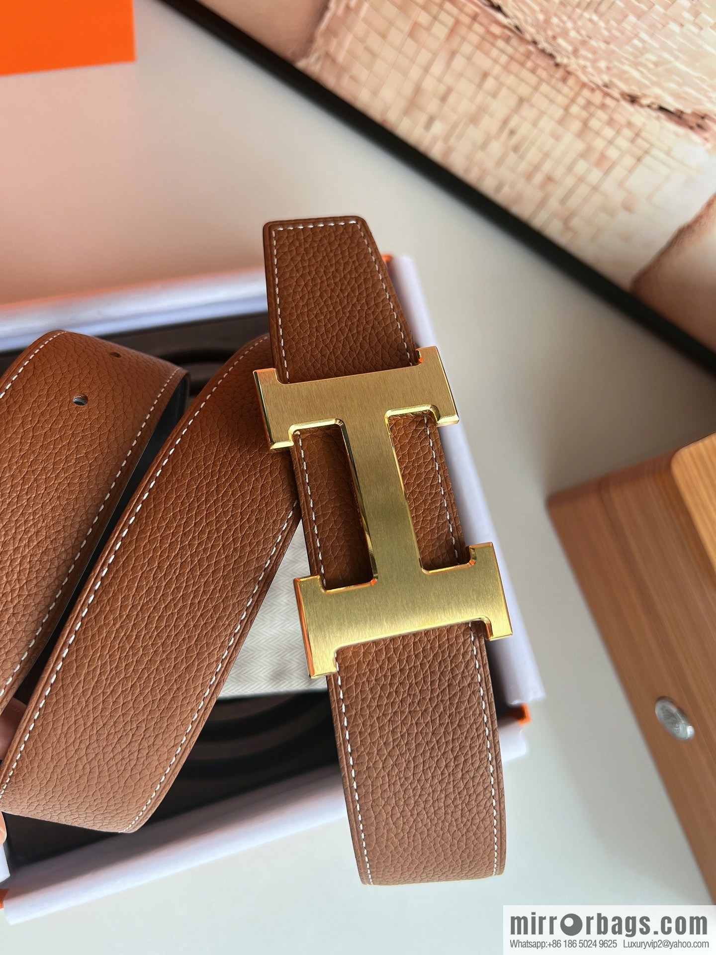 Hermes Togo Leather Double Sided Leather Belt 38mm