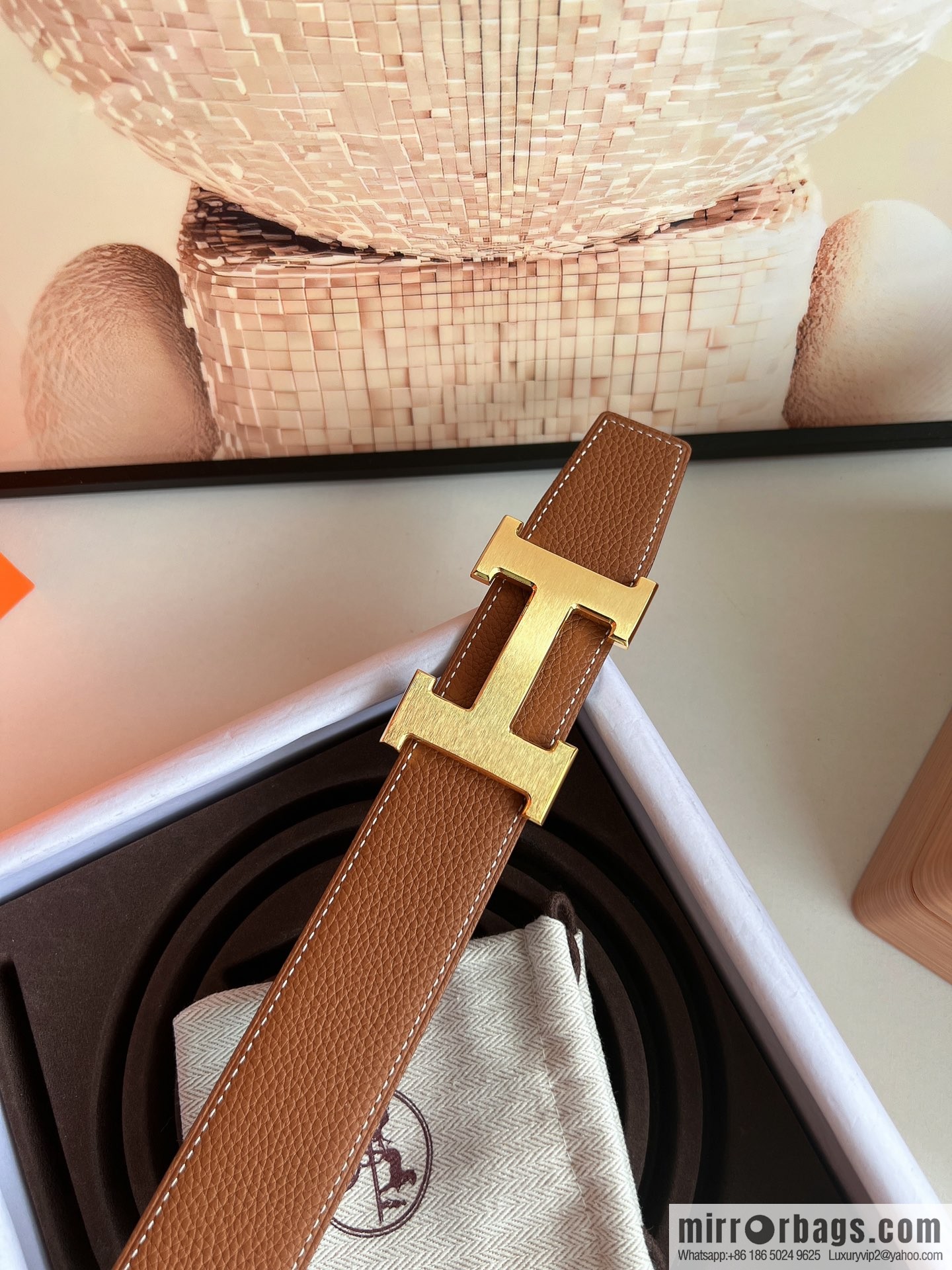 Hermes Togo Leather Double Sided Leather Belt 38mm