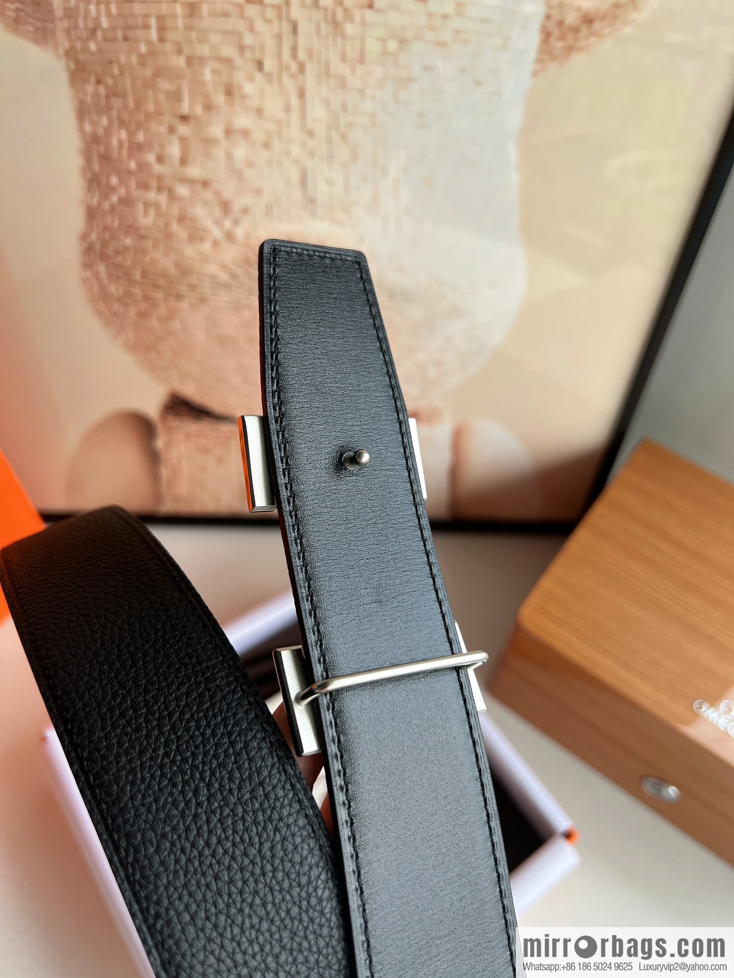 Hermes Togo Leather Double Sided Leather Belt 38mm