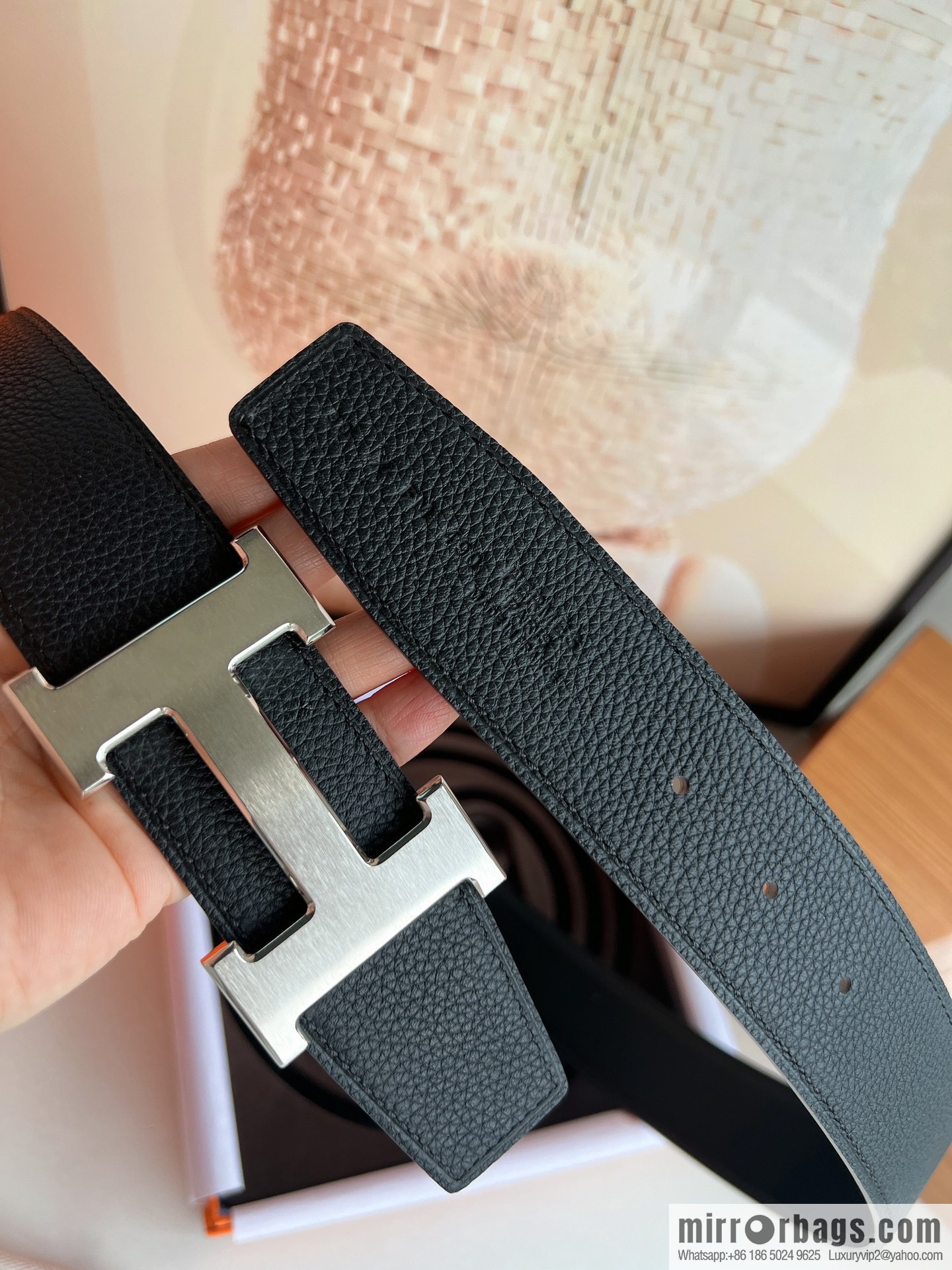 Hermes Togo Leather Double Sided Leather Belt 38mm