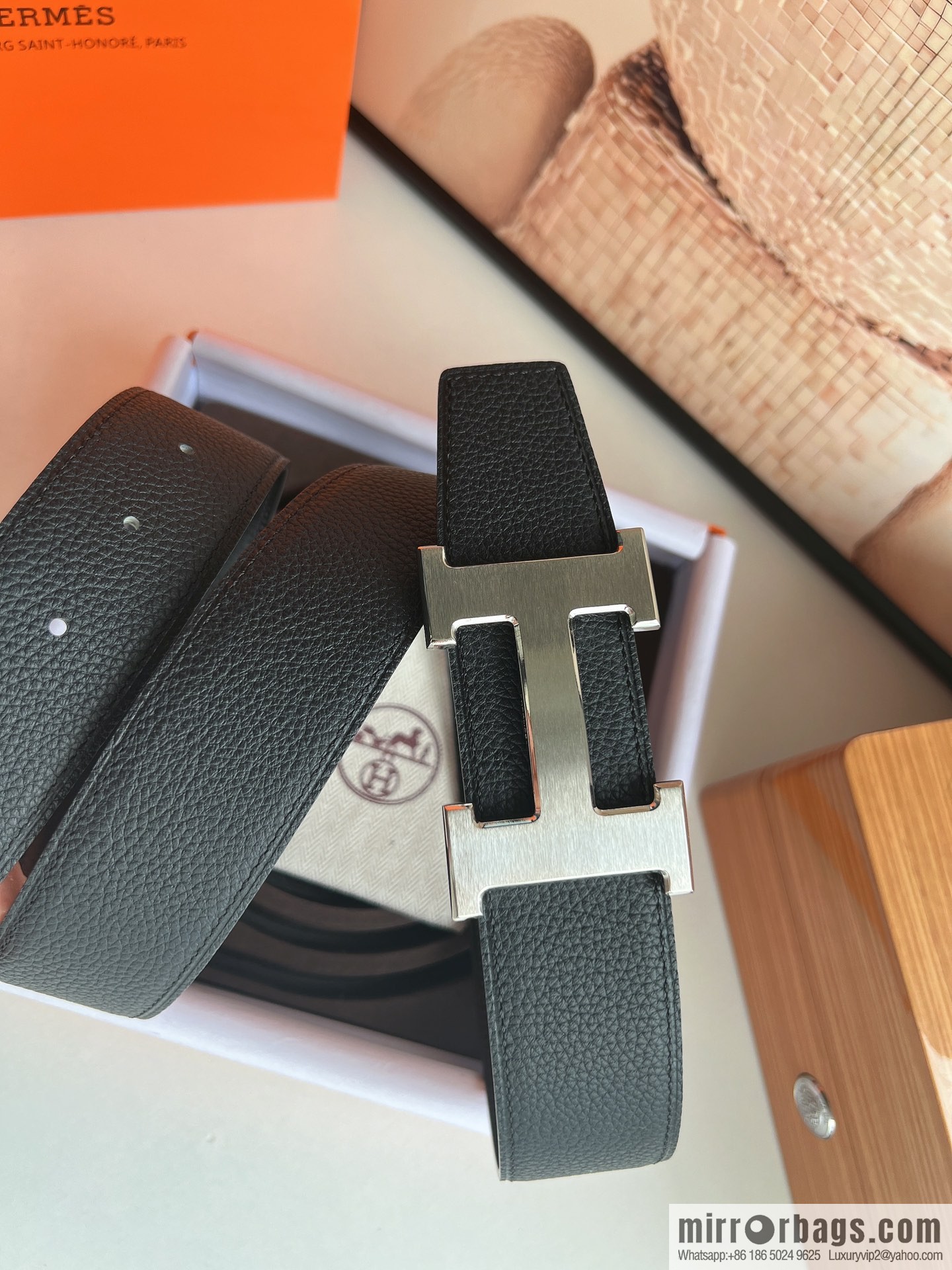 Hermes Togo Leather Double Sided Leather Belt 38mm