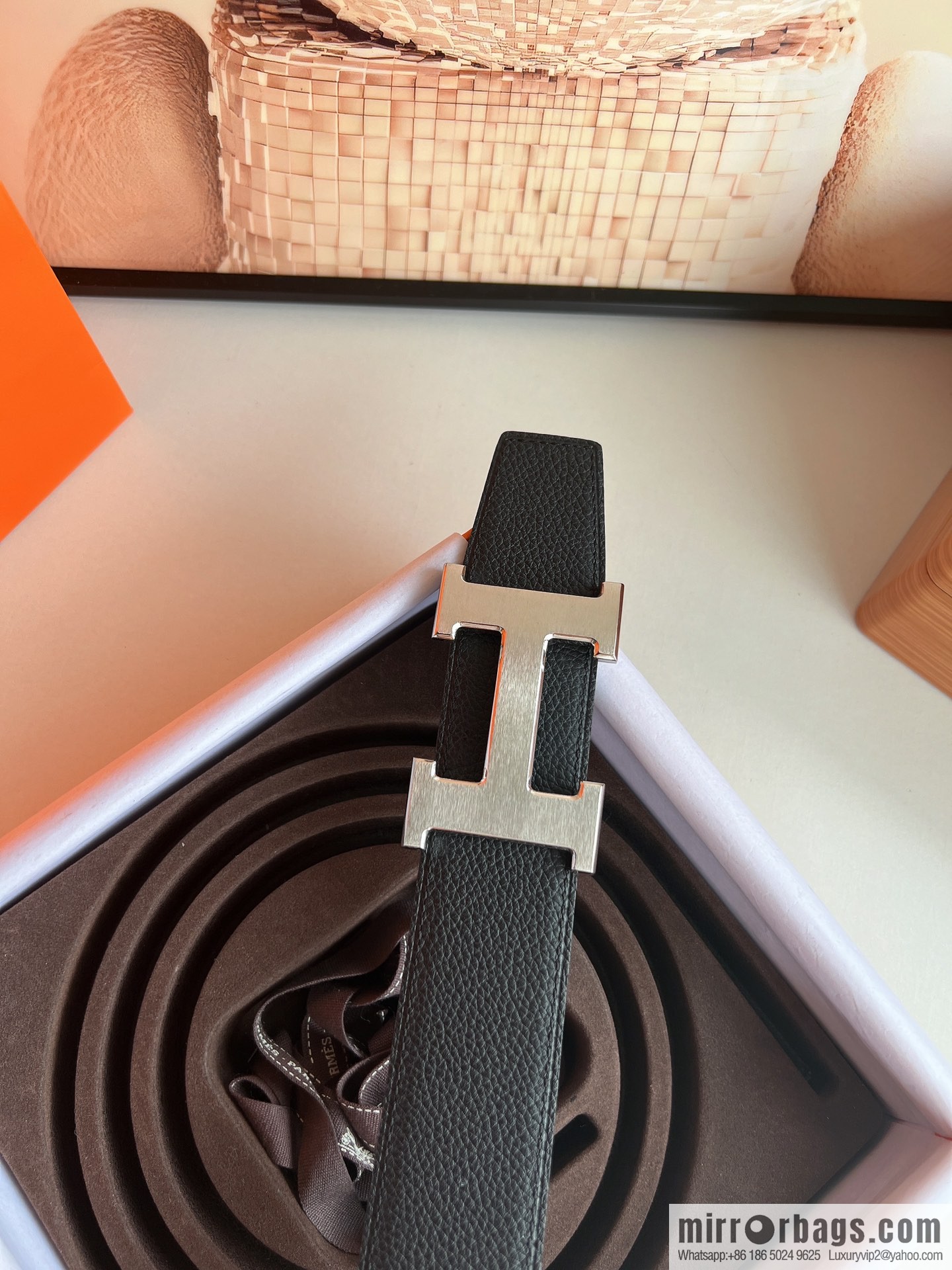 Hermes Togo Leather Double Sided Leather Belt 38mm