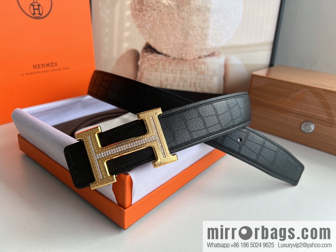 Hermes Hermes, Men's 3.8cm Stainless Steel H Diamond Buckle Men's Belt