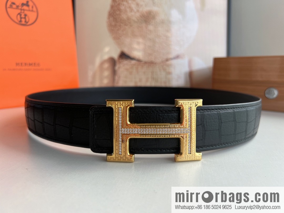 Hermes Hermes, Men's 3.8cm Stainless Steel H Diamond Buckle Men's Belt