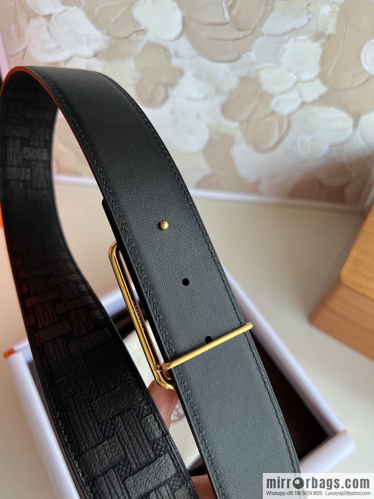 Hermes, Stainless Steel with Diamond Metal Buckle Rare Deerskin Belt 3.8cm