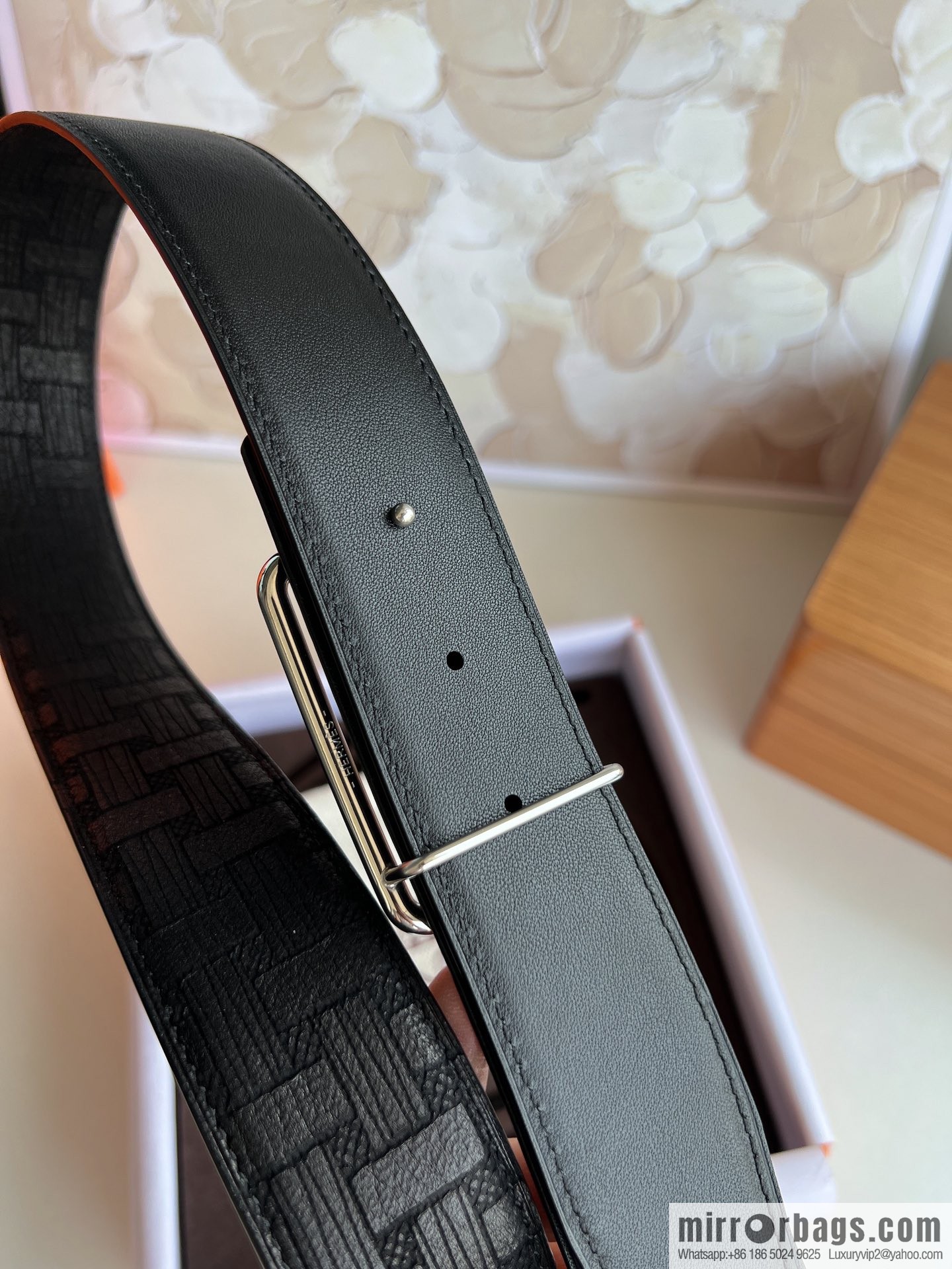 Hermes, Stainless Steel with Diamond Metal Buckle Rare Deerskin Belt 3.8cm