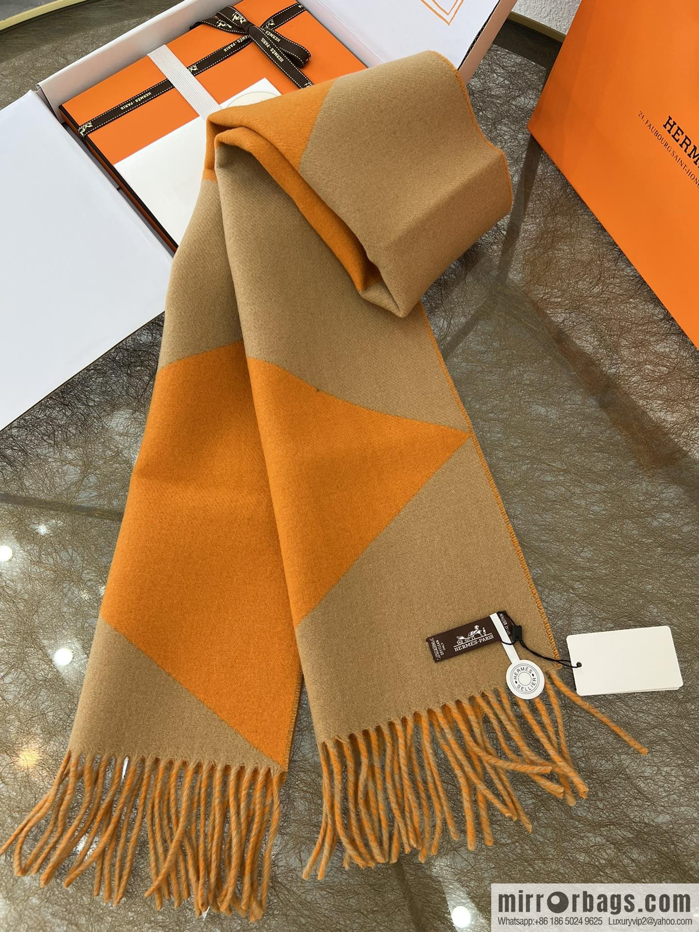 Hermes Unisex Double-Sided Cashmere Scarf