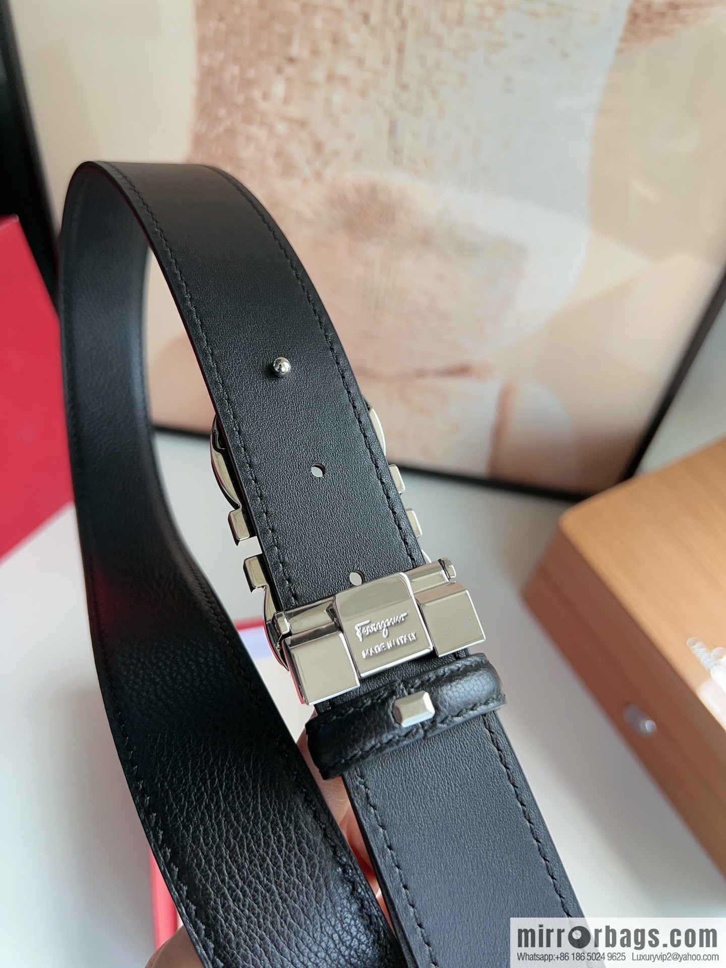 Ferragamo Ferragamo Gancini Buckle Men's 3.5cm Stylish Double Sided Belt