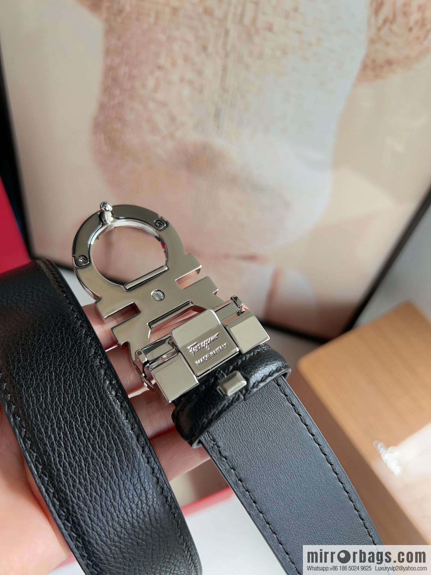 Ferragamo Ferragamo Gancini Buckle Men's 3.5cm Stylish Double Sided Belt
