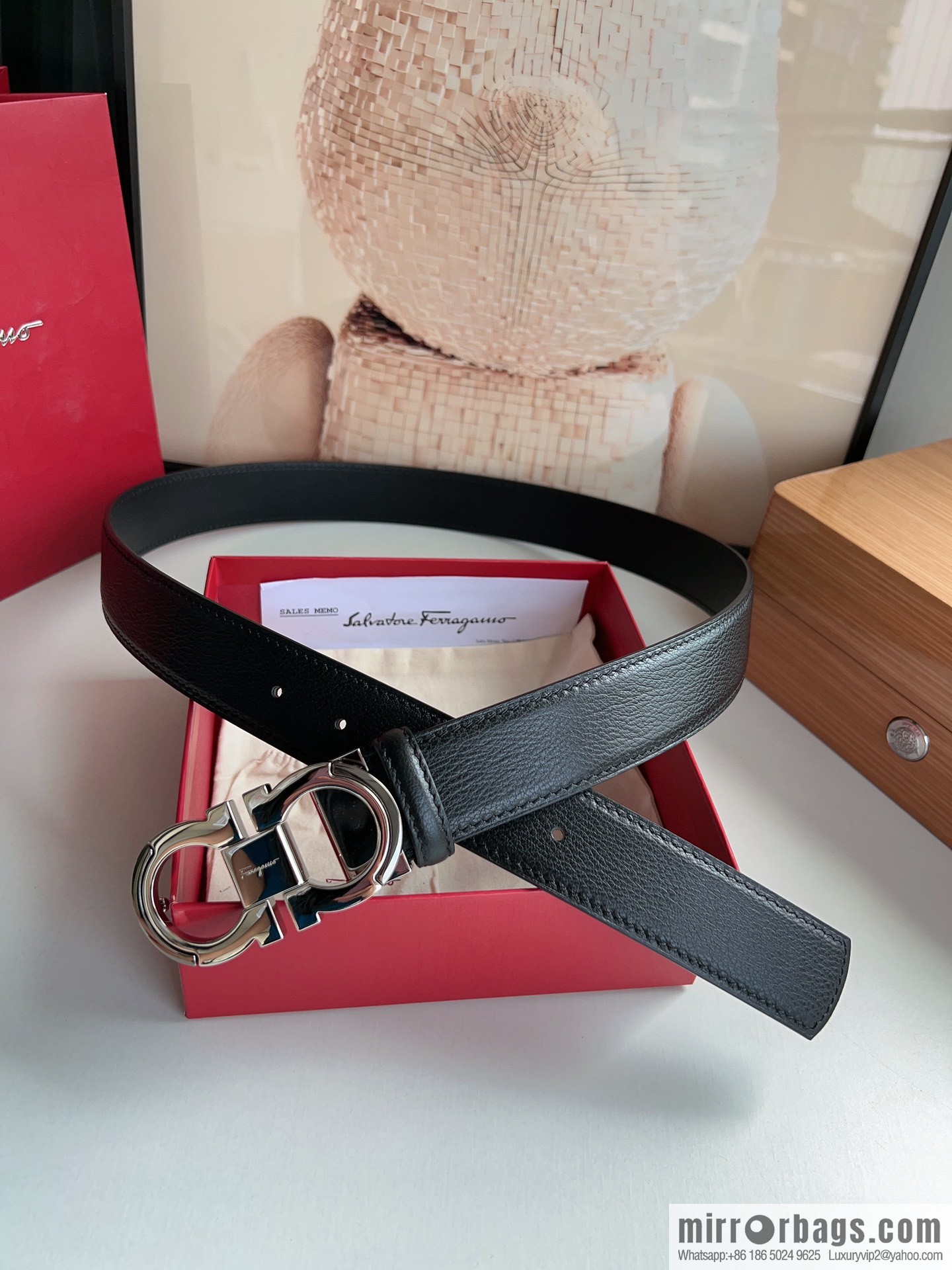 Ferragamo Ferragamo Gancini Buckle Men's 3.5cm Stylish Double Sided Belt