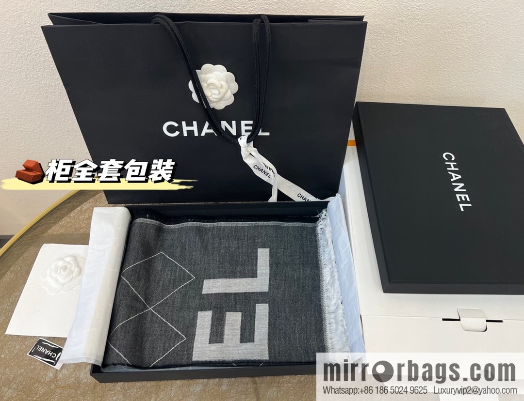 Chanel double C letter rhombus cashmere scarf