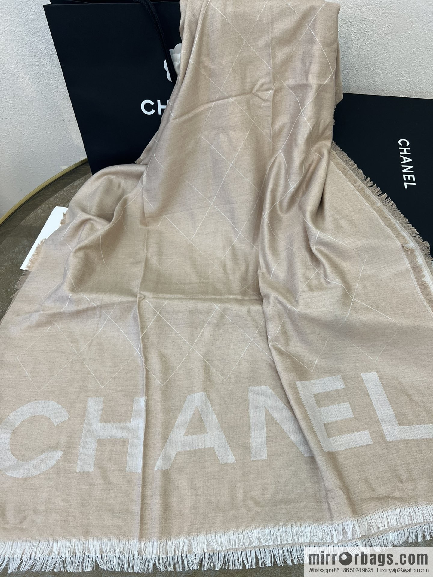 Chanel double C letter rhombus cashmere scarf