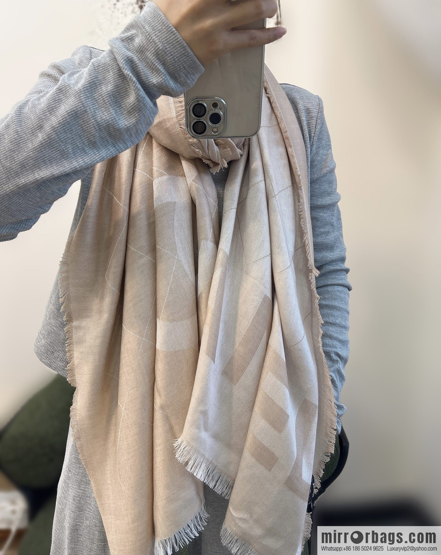 Chanel double C letter rhombus cashmere scarf
