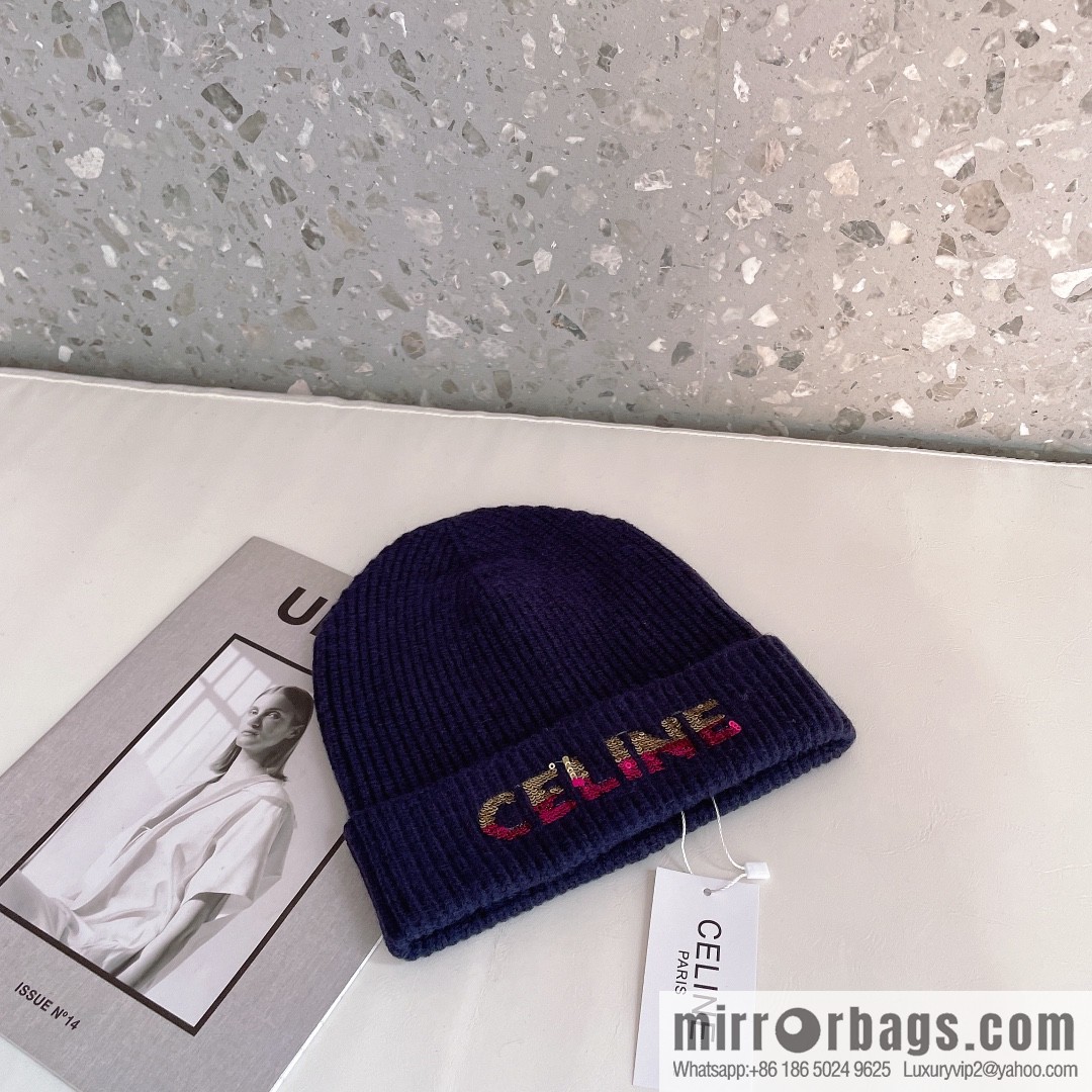 CHANEL CHANEL sequined alphabet knitted wool hat