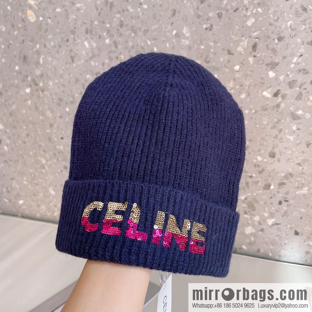 CHANEL CHANEL sequined alphabet knitted wool hat
