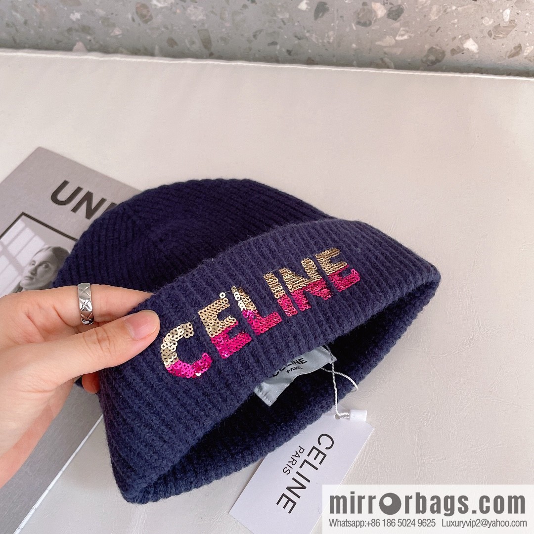 CHANEL CHANEL sequined alphabet knitted wool hat