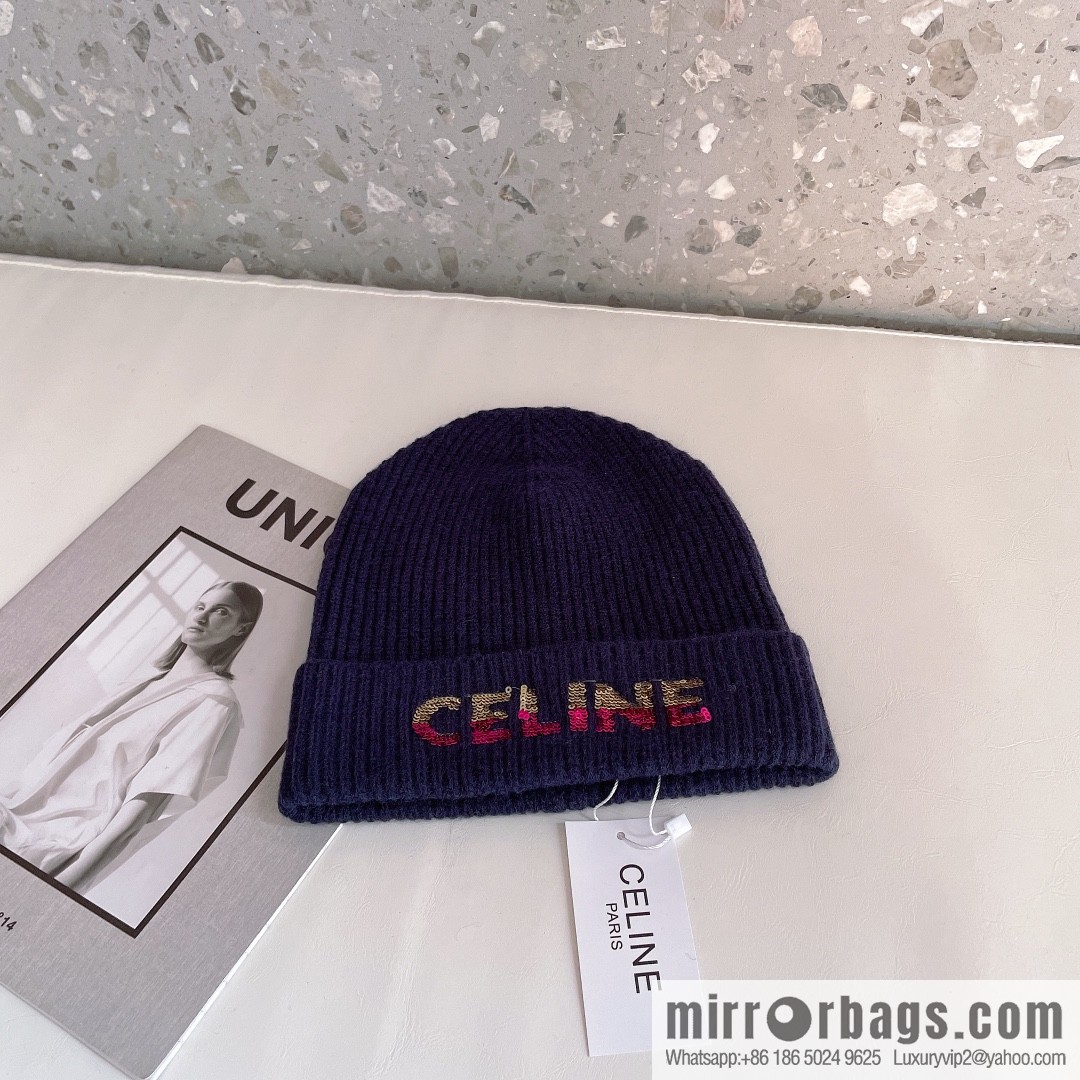 CHANEL CHANEL sequined alphabet knitted wool hat