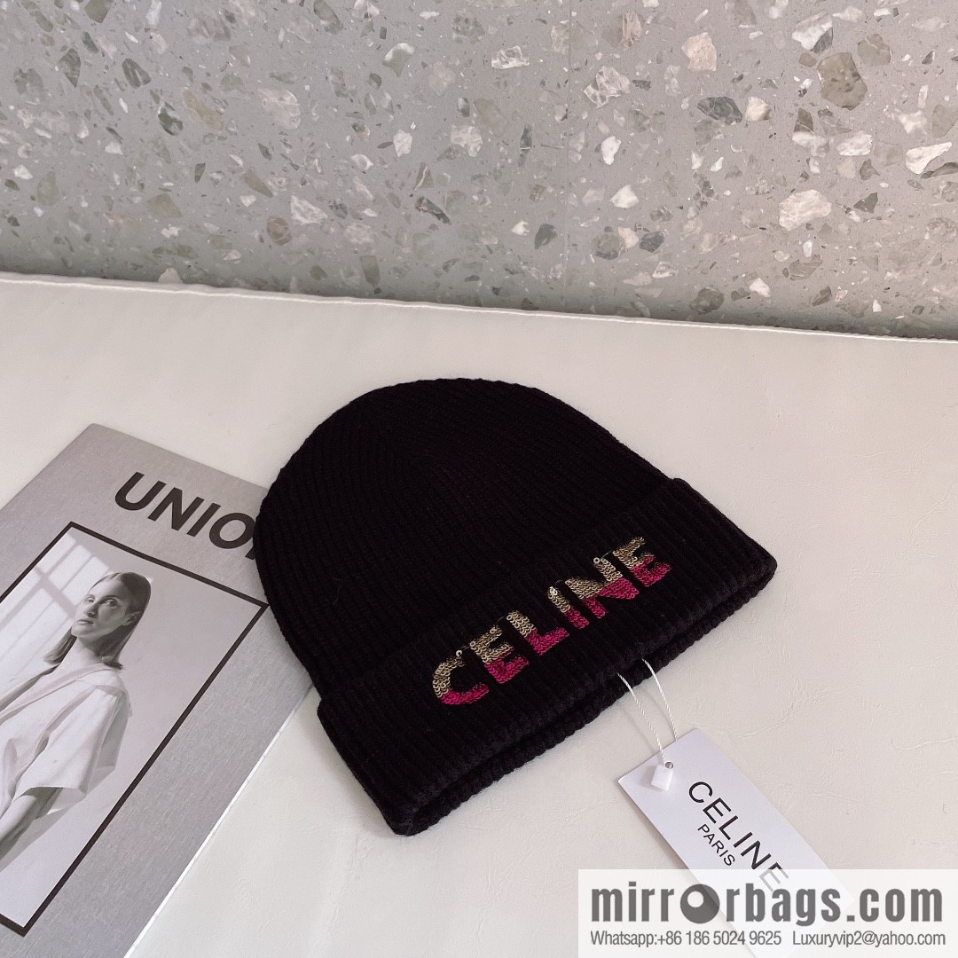 CHANEL CHANEL sequined alphabet knitted wool hat