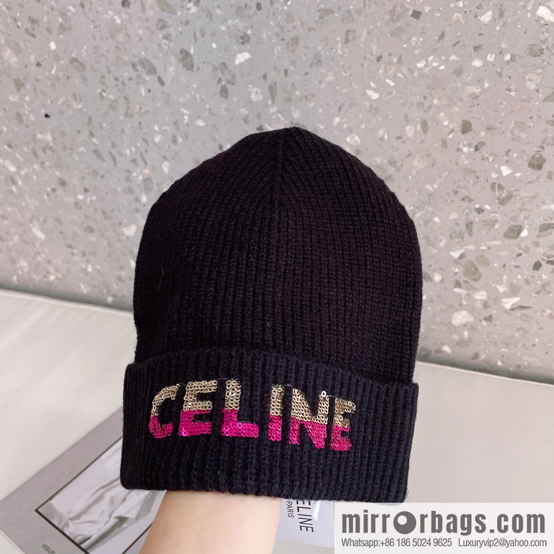 CHANEL CHANEL sequined alphabet knitted wool hat